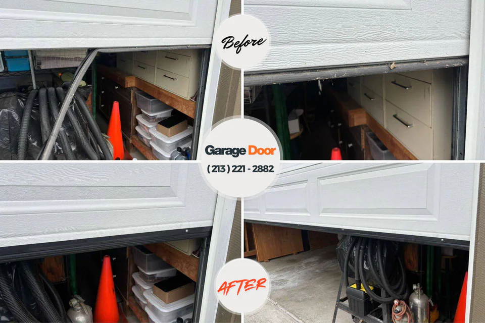 Before and after: garage door repair New Cassel, NY